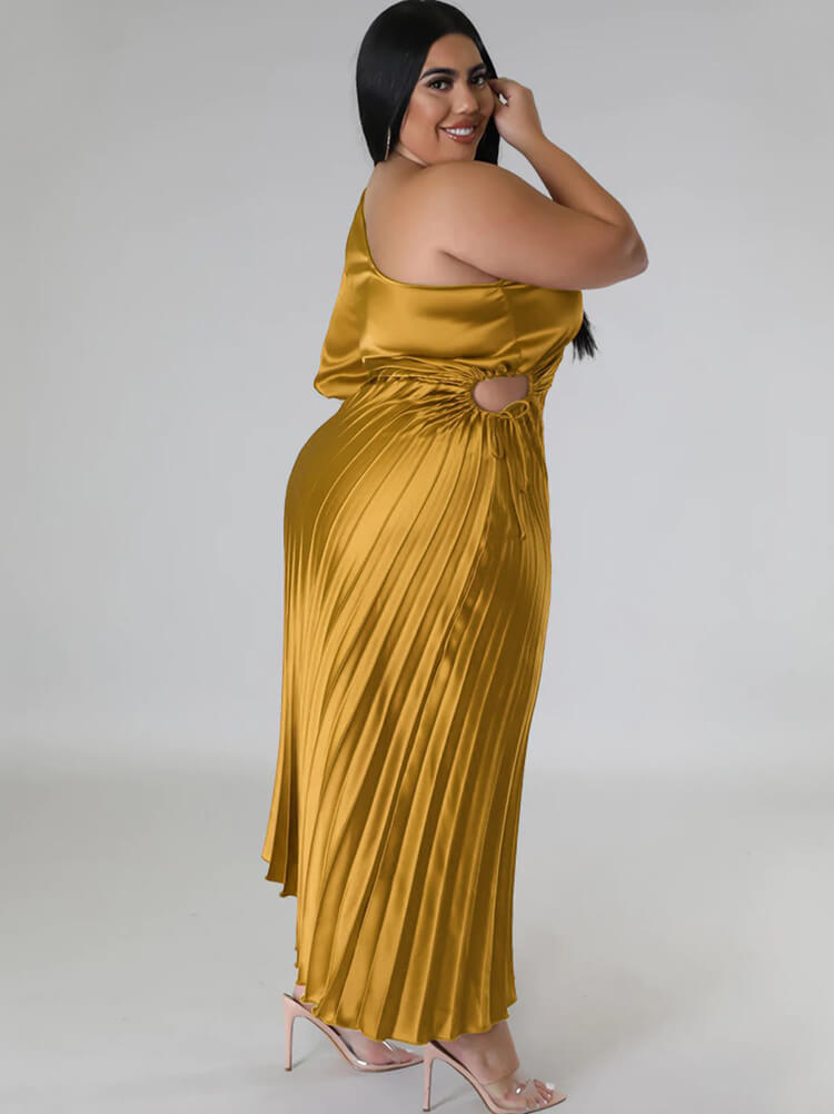 Vestidos largos fruncidos con cordones y un hombro