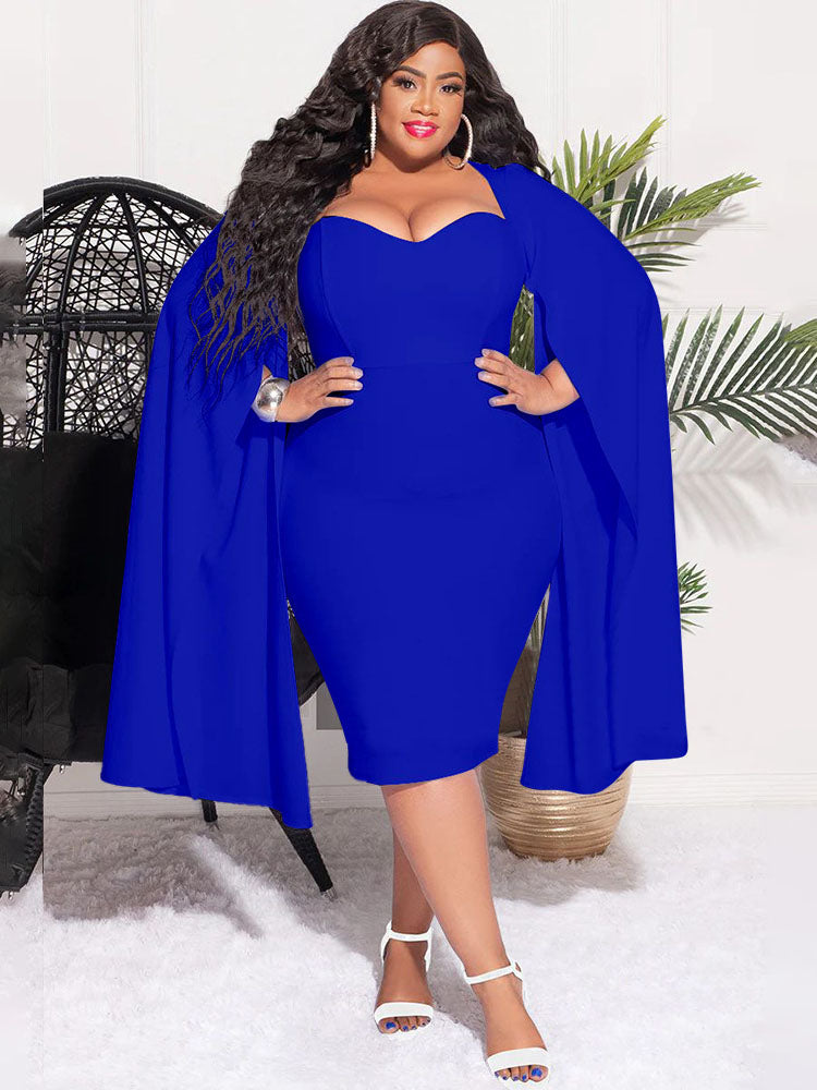 Vestidos midi de talle alto y mangas divididas de talla grande