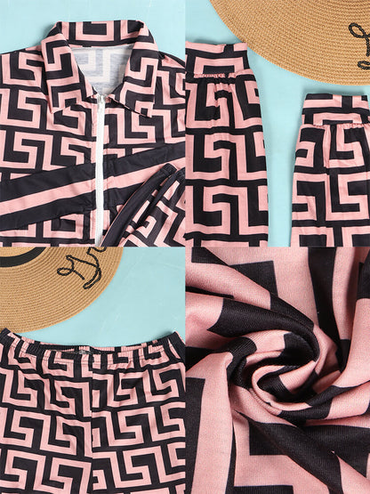 Two Piece Long Sleeve Printed Jacket Pants