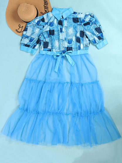 Mesh Patchwork Short Sleeve Camouflage V Neck Top