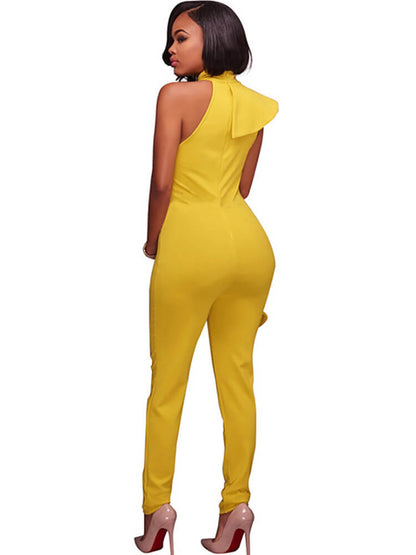 Mono ajustado con volantes y sin mangas de un hombro