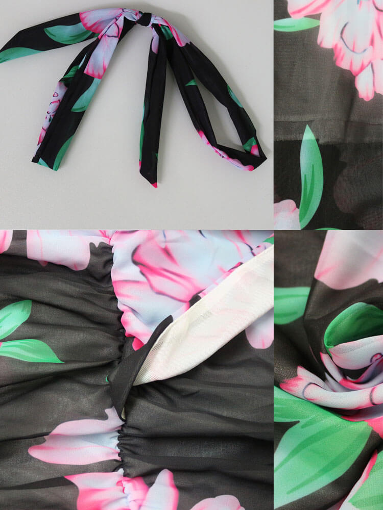 Vestidos largos plisados ​​con estampado floral