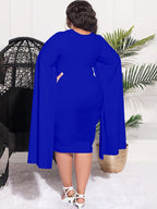 Vestidos midi de talle alto y mangas divididas de talla grande