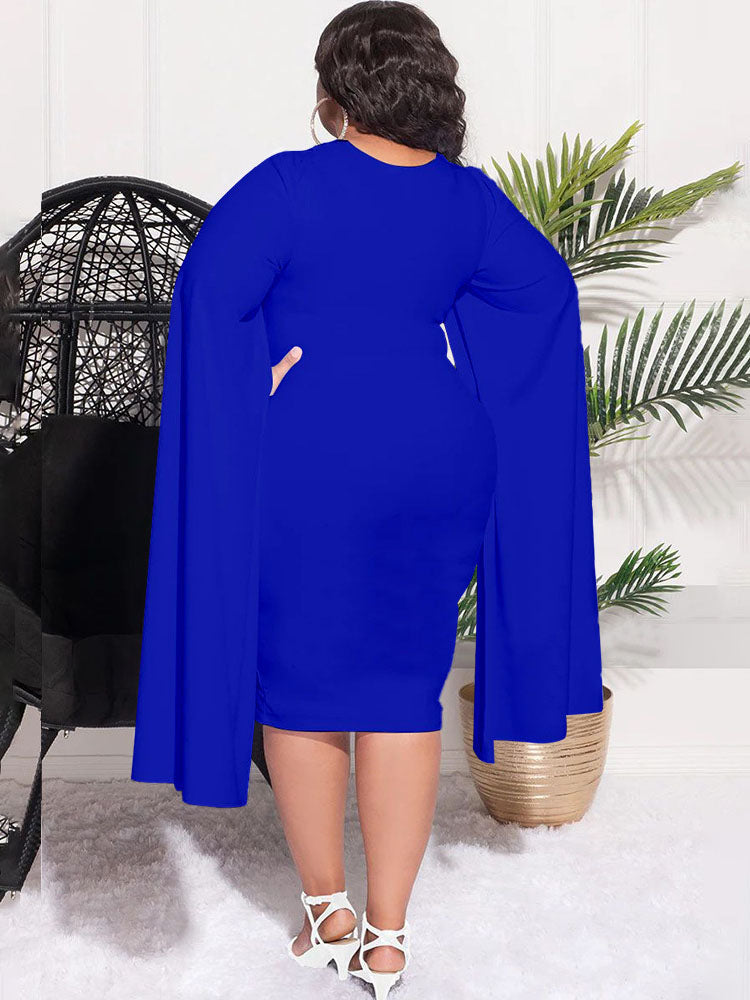 Vestidos midi de talle alto y mangas divididas de talla grande