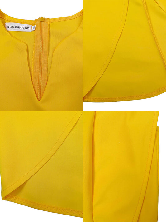 Sleevelesss Ruffle Patchwork Bodycon Midi Dress