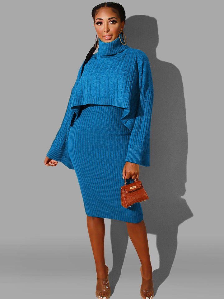 Two Piece Turtleneck Sweater Midi Dresses Outfits | Outfits Sets ...