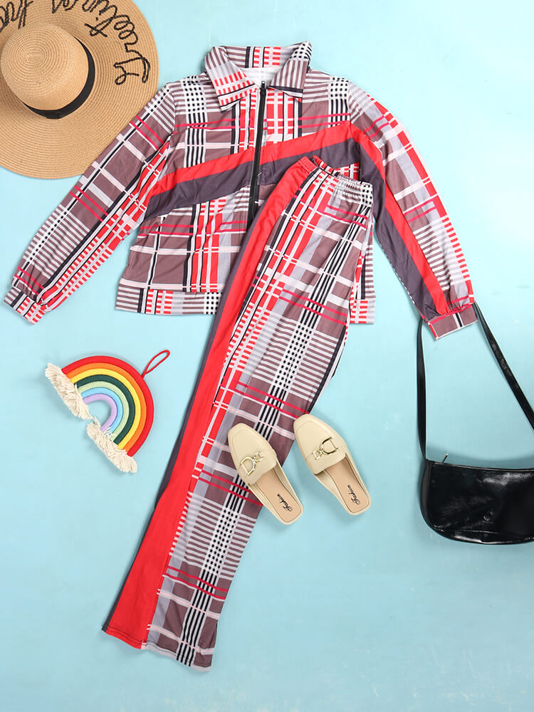 Two Piece Long Sleeve Printed Jacket Pants