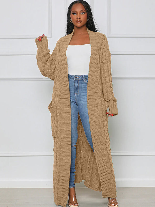 Knit Long Sleeve Solid Color Bodycon Cardigan