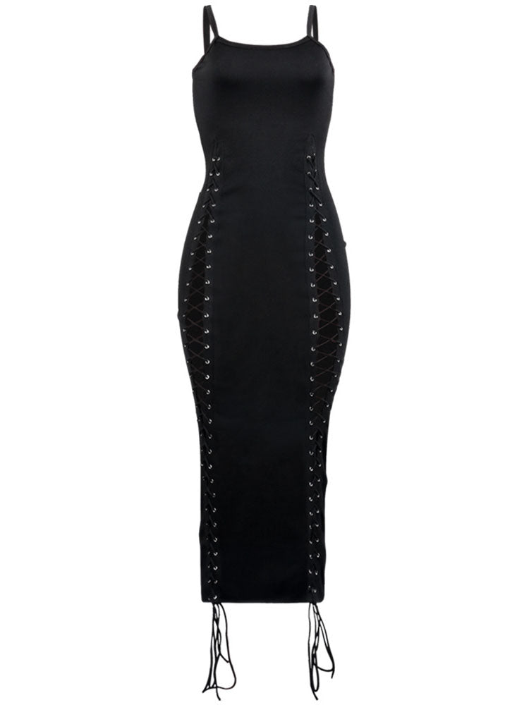 Vestidos largos sin mangas con cordones