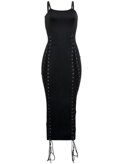 Vestidos largos sin mangas con cordones