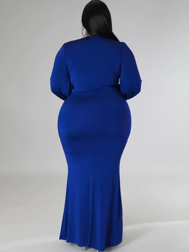 Long Sleeve V Neck Bodycon Maxi Dress