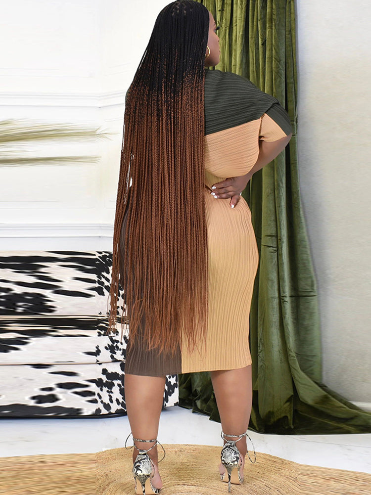 Bat Sleeve Floral Print Midi Dress