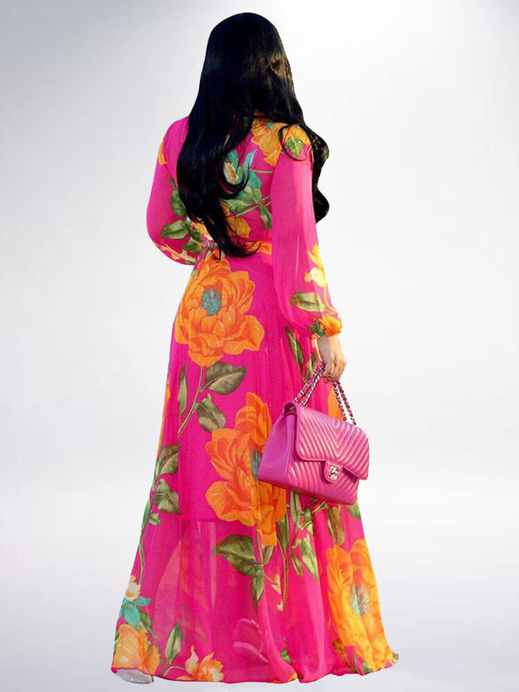 Vestidos largos plisados ​​con estampado floral