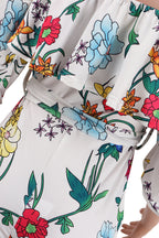 Off Shoulder Floral Rainbow Short Jumpsuit