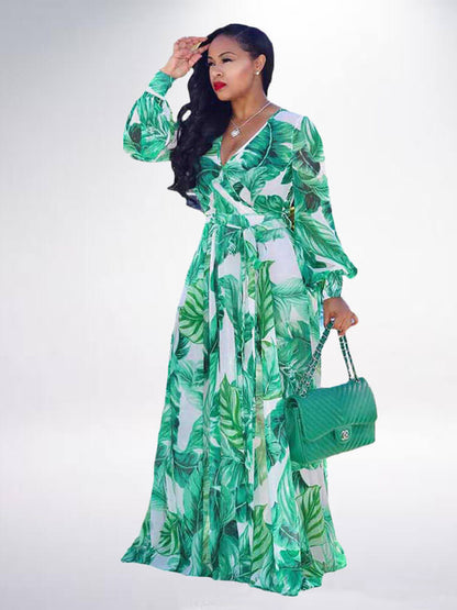 Vestidos largos plisados ​​con estampado floral