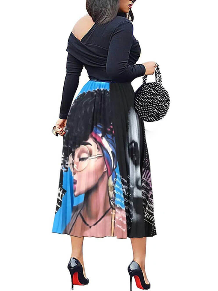 Cartoon Printed High Waist  Midi Skirts
