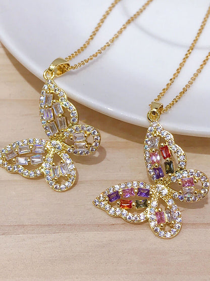 Collares con colgante de mariposa de circón