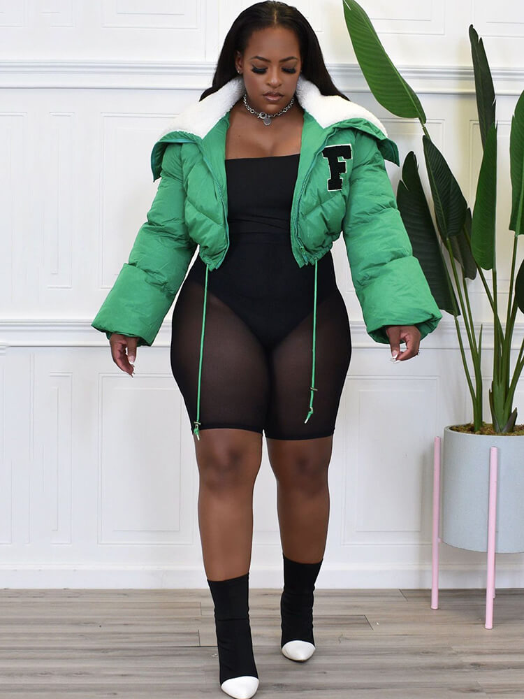 Long Sleeve Letter Print Short Jacket