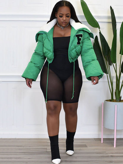 Long Sleeve Letter Print Short Jacket