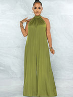 Loose Fit Halter Backless Wide Leg Jumpsuit