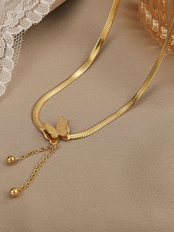 Sweet Butterfly Tassel Necklace