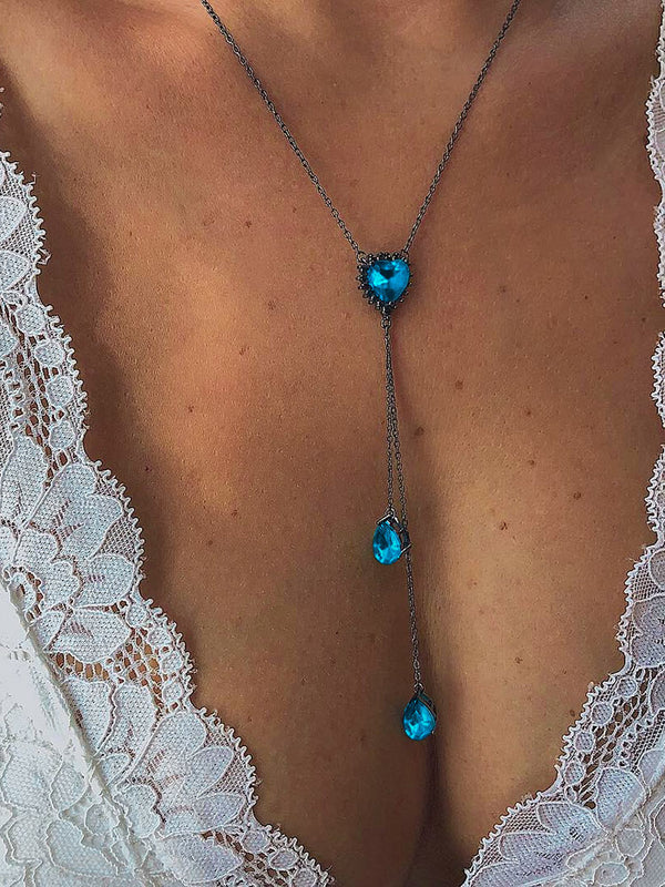 Heart Shaped Rhinestone Pendant Necklace