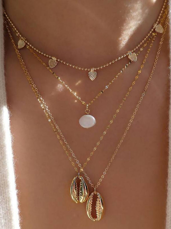 Casual Shell Pearl Multilayer Necklace