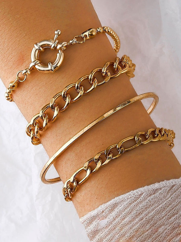 Four Piece Thick Chain Bracelets