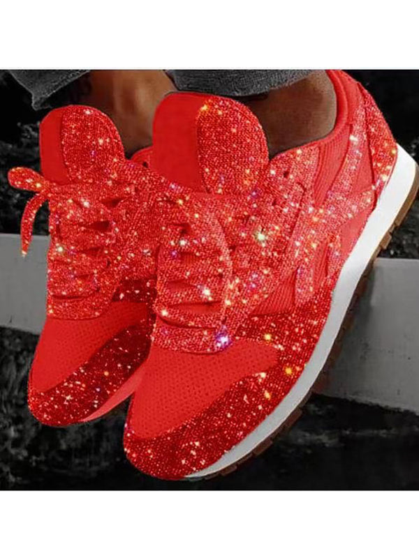 Glitter Round Toe Sequined Sneakers