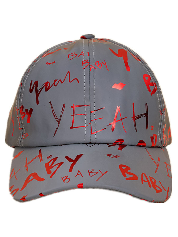 Gorras de béisbol reflectantes con estampado de letras