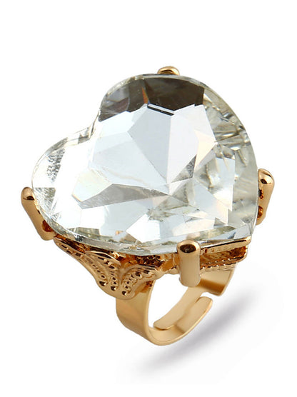 Anillo de piedras preciosas de imitación retro en forma de corazón