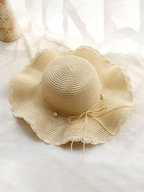 Summer Wavy Beaded Straw Hat