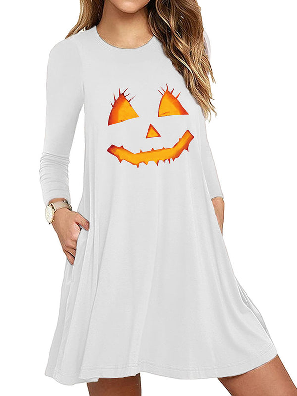 Halloween Plus Size Long Sleeves Loose Mini Dresses