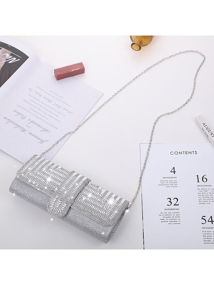 Bolsos bandolera de fiesta con purpurina y diamantes de imitación