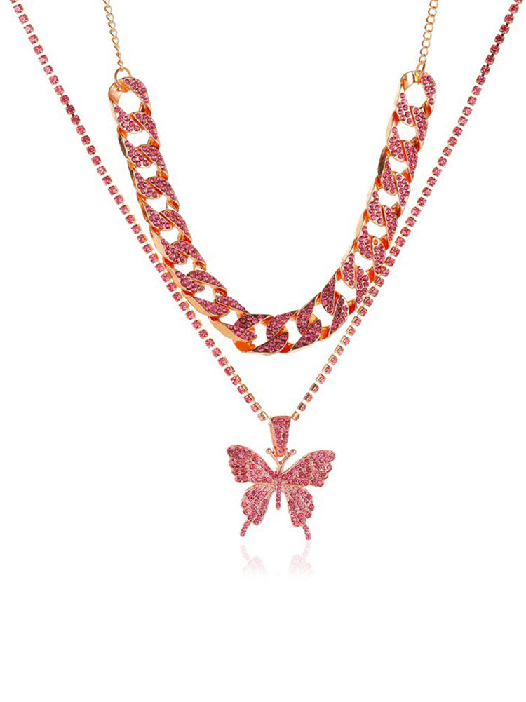 Collares en capas con colgante de mariposa