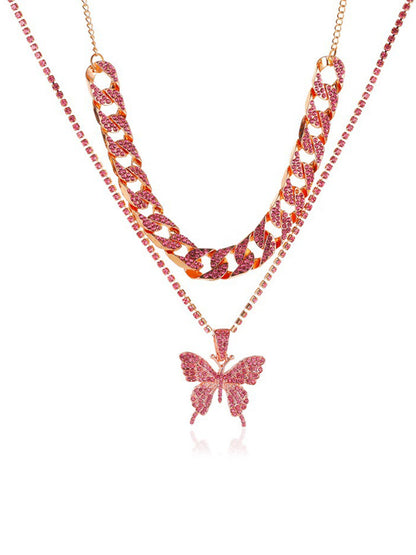 Collares en capas con colgante de mariposa