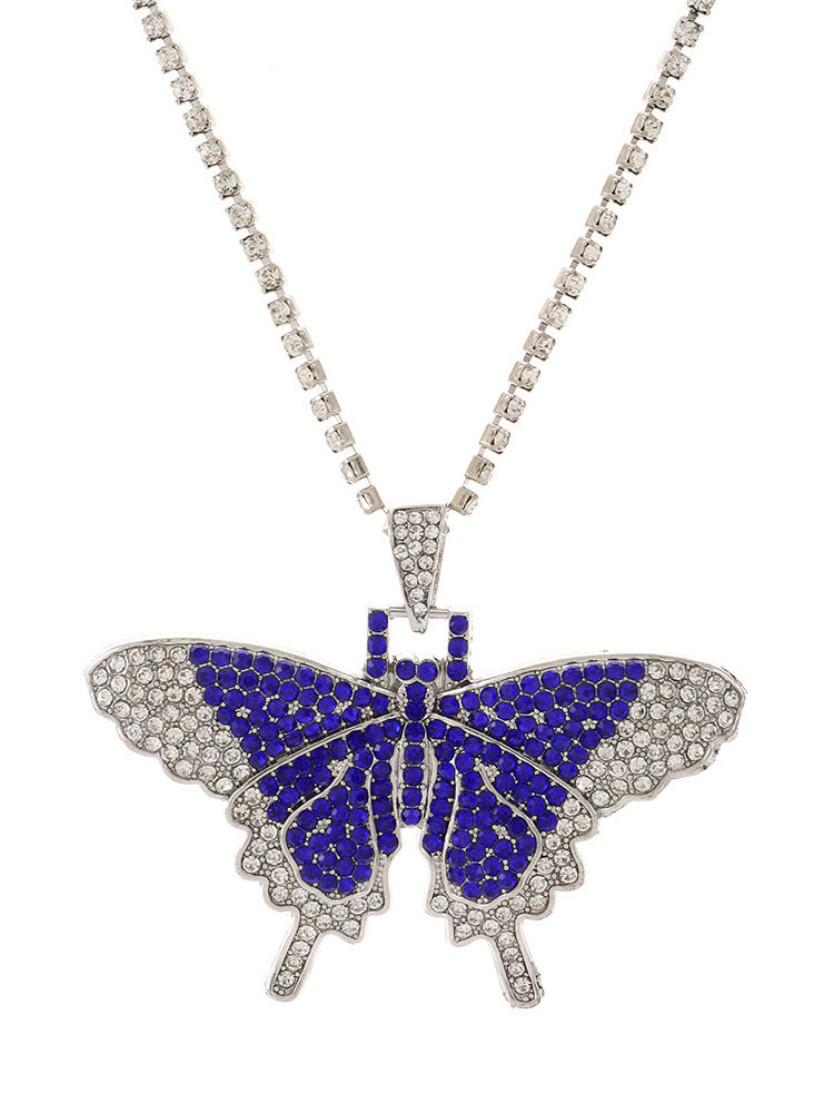 Collares de diamantes de imitación con colgante de mariposa