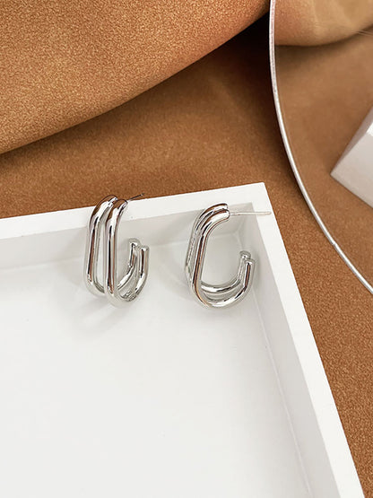 Pendientes geométricos minimalistas de doble capa