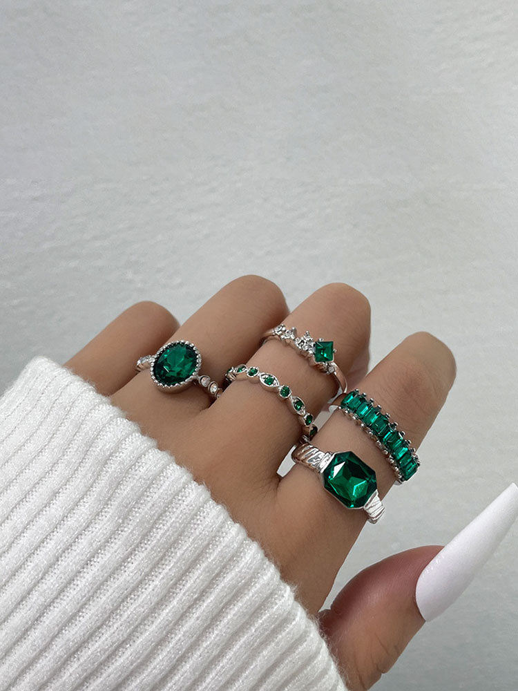 Five Piece Imitation Gem Rings Set
