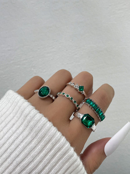 Five Piece Imitation Gem Rings Set
