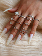 Conjuntos de anillos de diamantes de imitación de perlas de once piezas