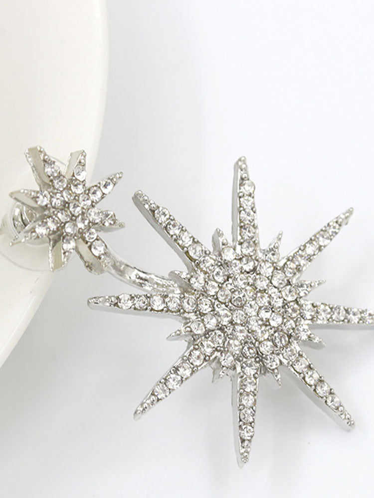 Pendientes de copo de nieve con diamantes de imitación brillantes