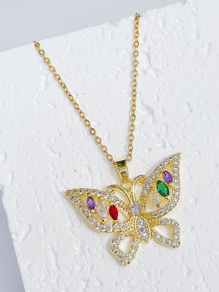 Collares con colgante de mariposa de circón