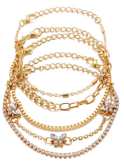 Tobillera con pulseras de cadena multicapa