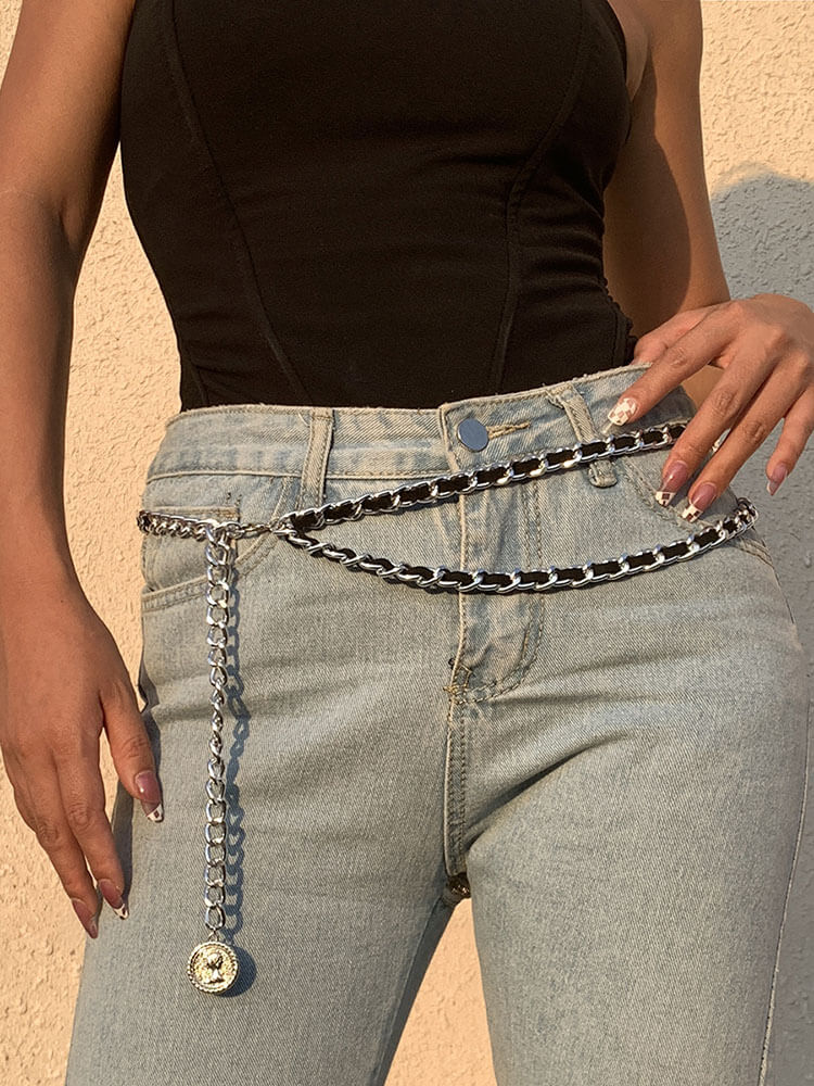 Cadena de cintura de franela con colgante