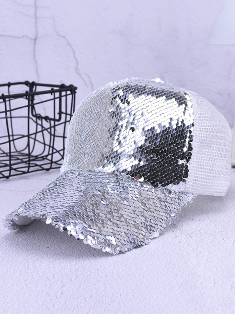 Gorras de béisbol de malla con lentejuelas brillantes