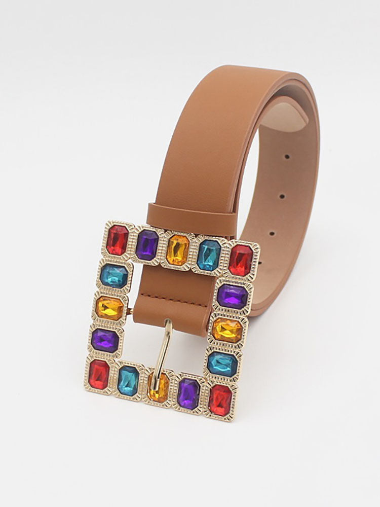Cinturones de cintura de diamantes de colores con hebilla decorativa