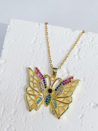 Collares con colgante de mariposa de circón