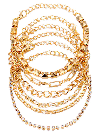 Tobillera con pulseras de cadena multicapa