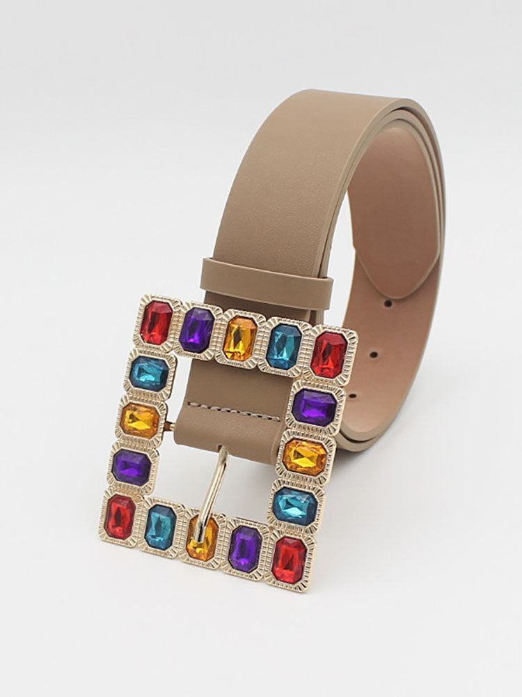 Cinturones de cintura de diamantes de colores con hebilla decorativa
